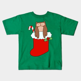 Christmas Stocking Owl Kids T-Shirt